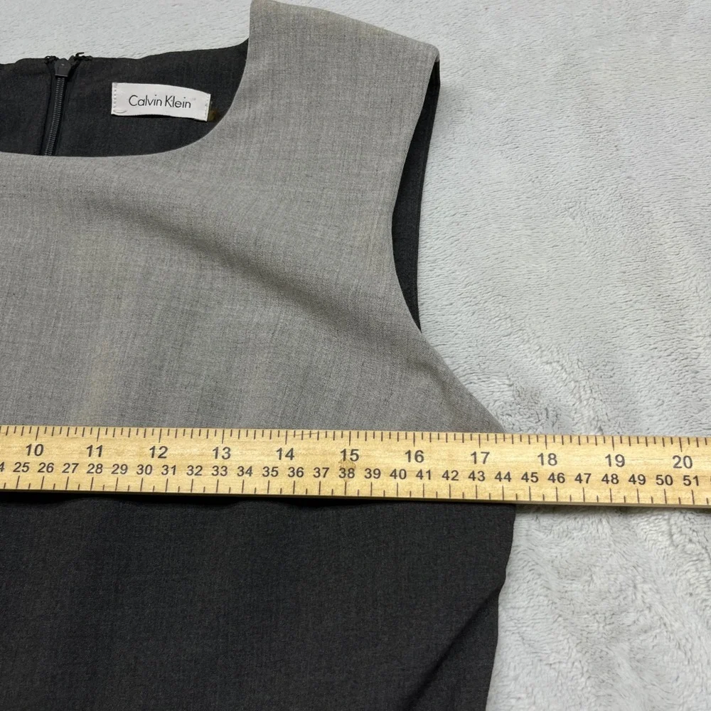 Calvin Klein Colorblock Fit‎ & Flare Womens Dress 12 Black Gray Sleeveless